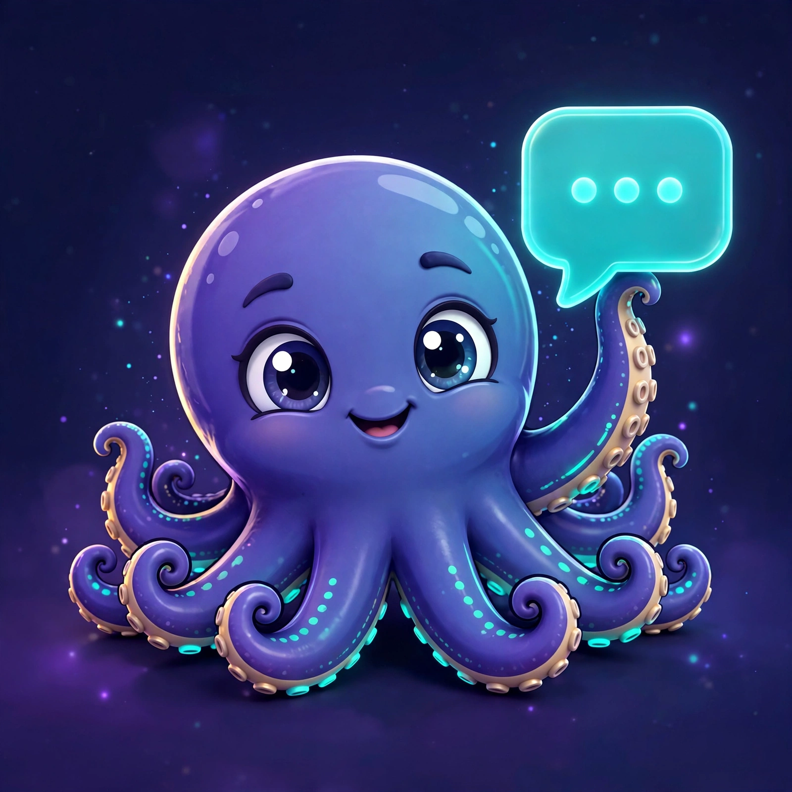 Website chat — octopus with a glowing chat bubble
